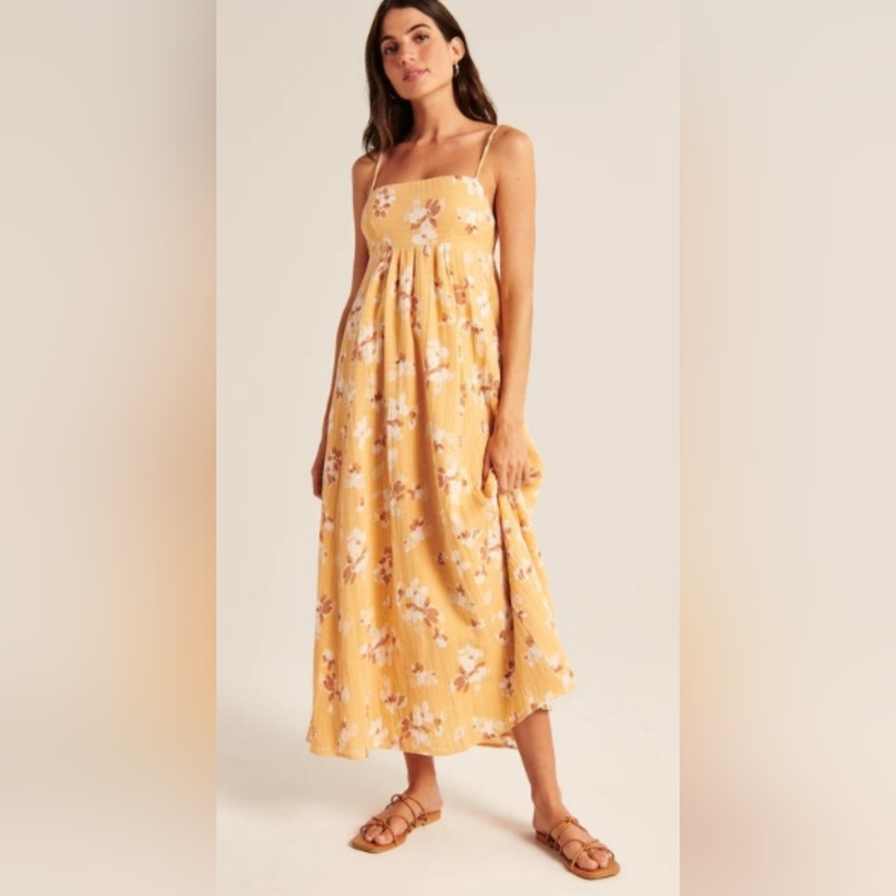 Abercrombie & Fitch Yellow Floral Maxi Dress